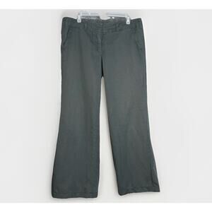 VTG J. Crew City Fit Y2K Pants Womens 10 Wide Leg Gray Green Trousers Low Rise